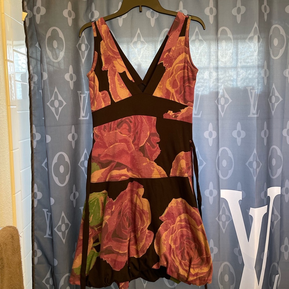 Desigual sleeveless dress with bubble hem size small 8 EUC purple and black